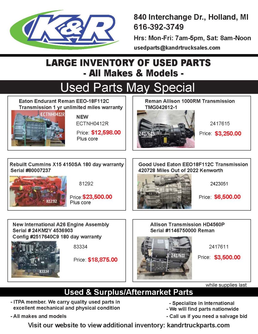 Used Parts May 2025