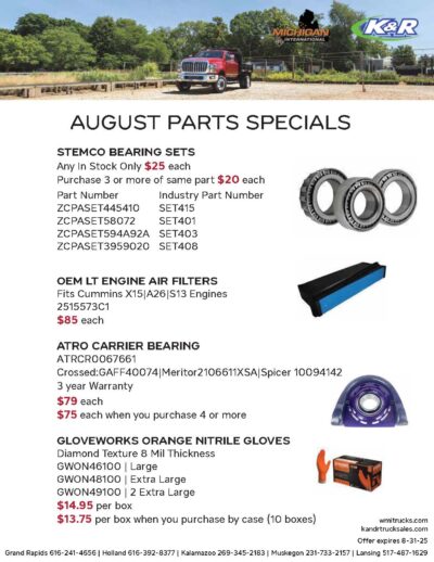 August Parts Specials