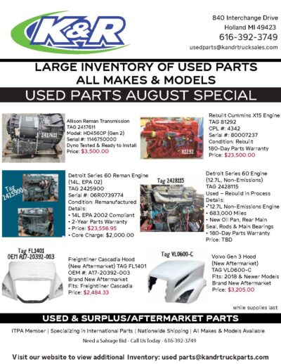 Used Parts August Specials